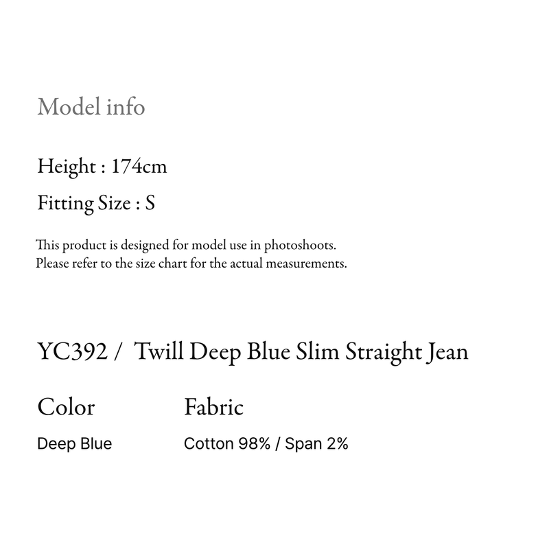 Twill Deep Blue Slim Straight Jean - YC392
