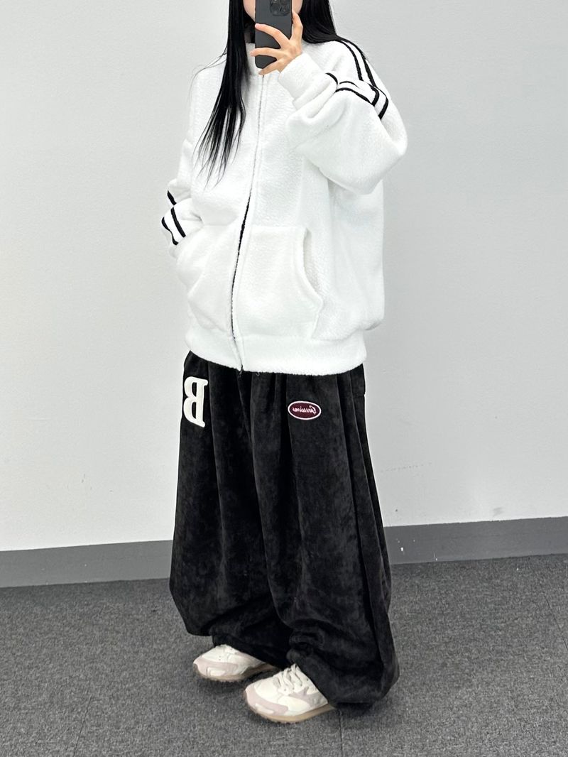 boa fleece track zip-up