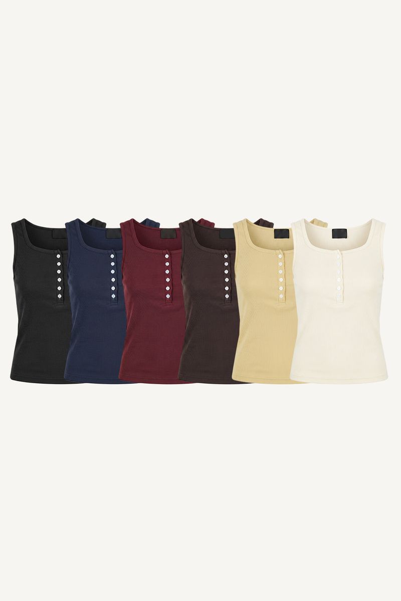 Button ribbed sleeveless
