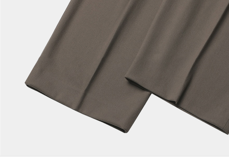 Yogis Deep Round Jaw Back Banding Wool Wide Slacks
