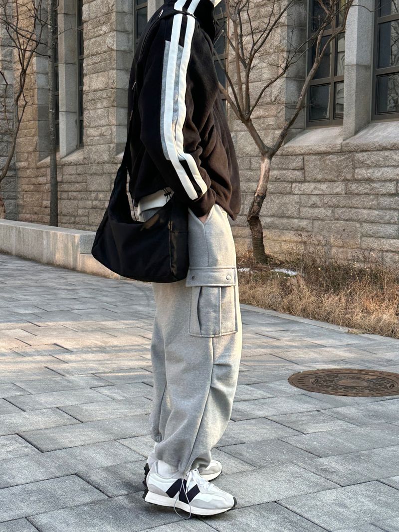 LMN line fleece jersey (black)