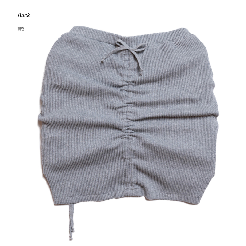 SHIRRING STRING SKIRT GRAY