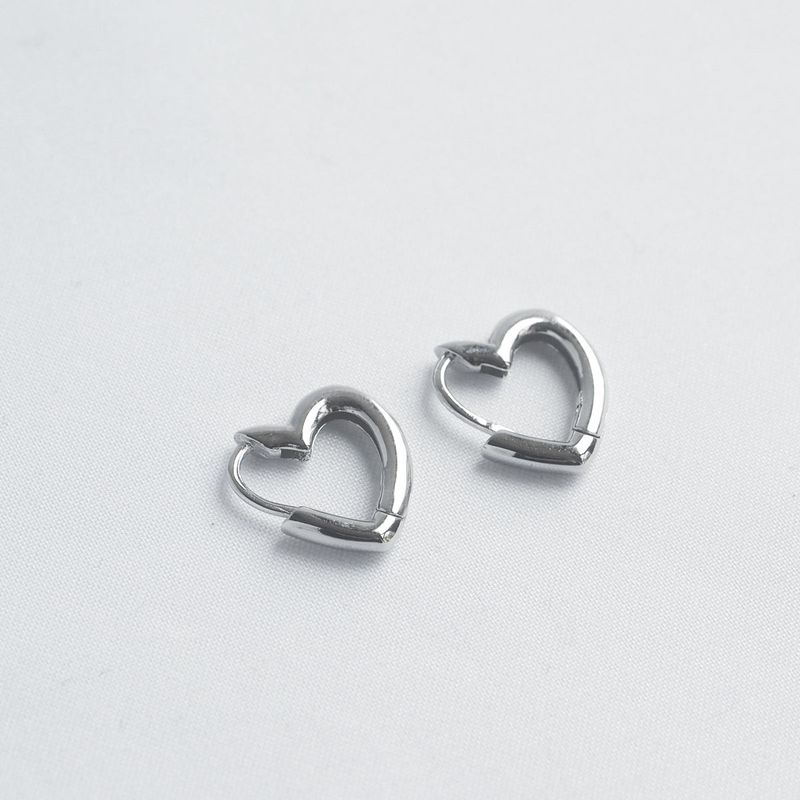 Heart Hoop Silver Earrings