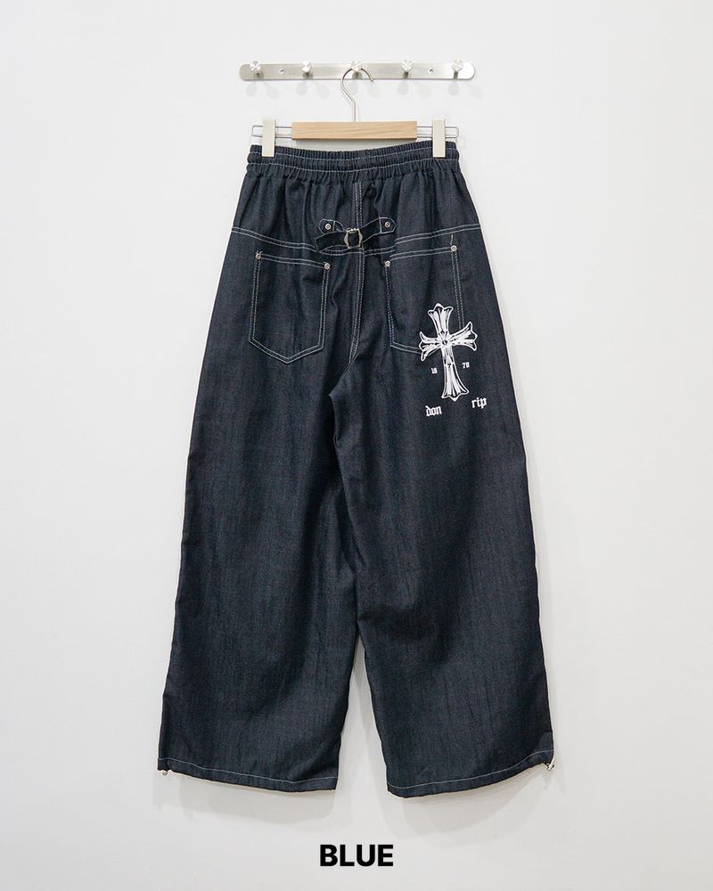 Cross Printing Denim Pants