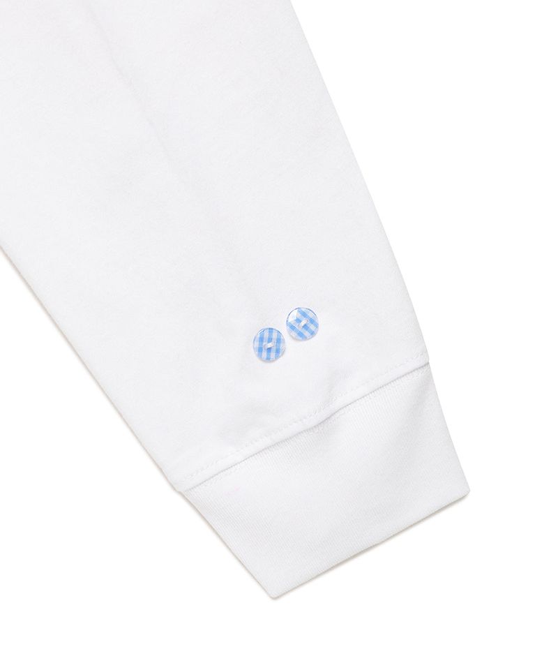 TWIN STAR CHECK APPLIQUE LS TEE WHITE(CV2GSUT555A)