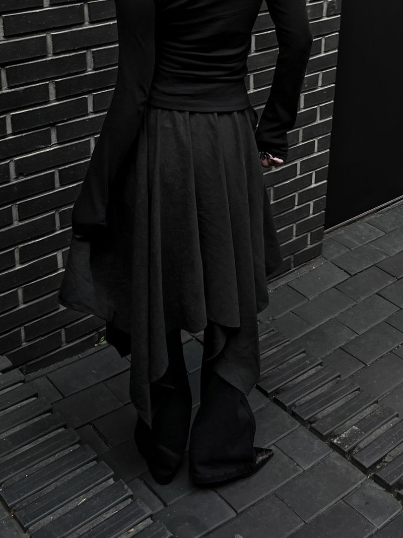 suede shirring draped skirt