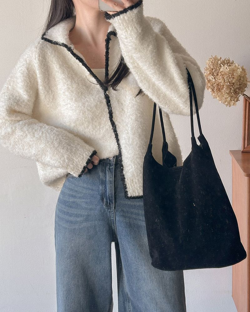 Bicolor loose fit Knit cardigan