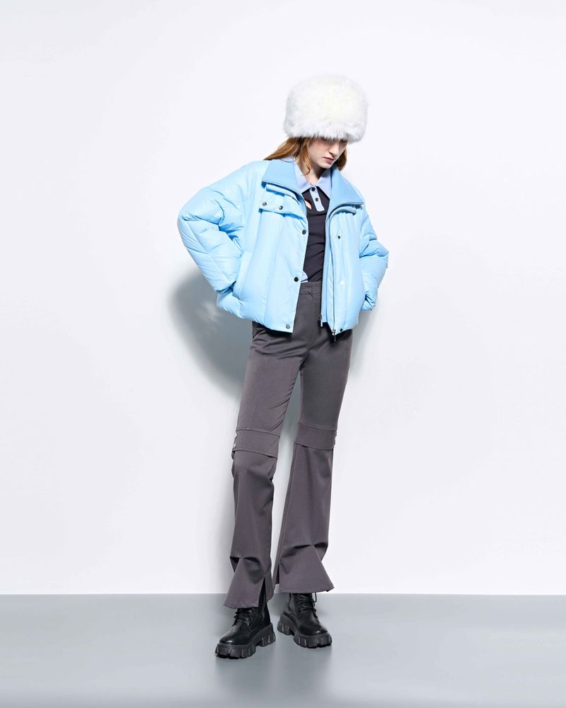 Rib Neck Goose Down Jacket _ Sky Blue