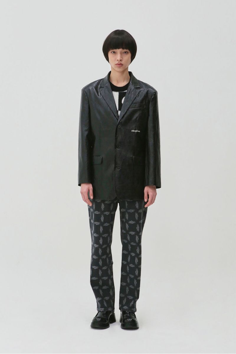 FLIP Crack Leather Blazer_Black