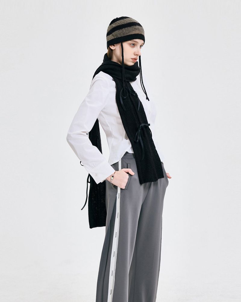 Ribbon Tied Muffler _ BLACK
