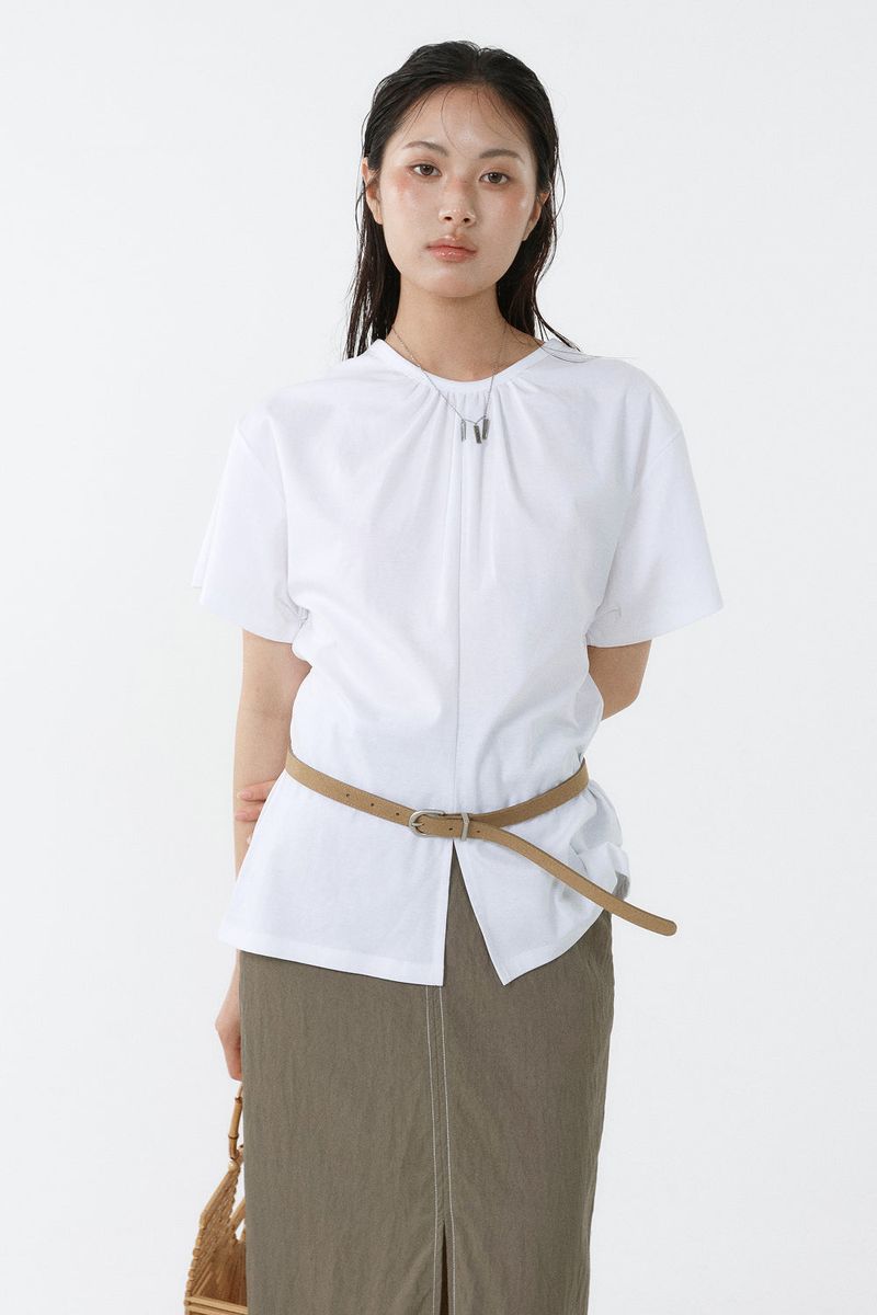 SHIRRED ROUND TOP_WHITE