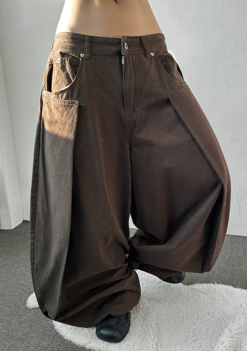 Flip Fold Pintuck Balloon Pants 3color