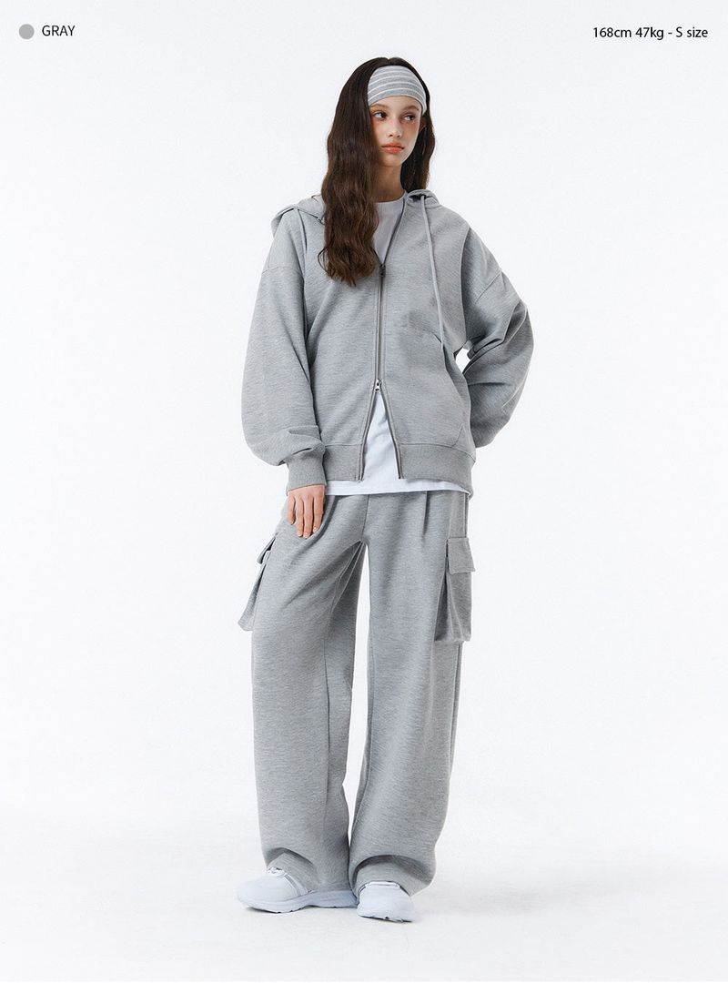 [Unisex] BASIC LINE OVER FIT 2-WAY ZIP-UP (4color)