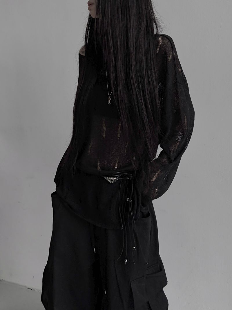 destroyed see-through knit (2color)
