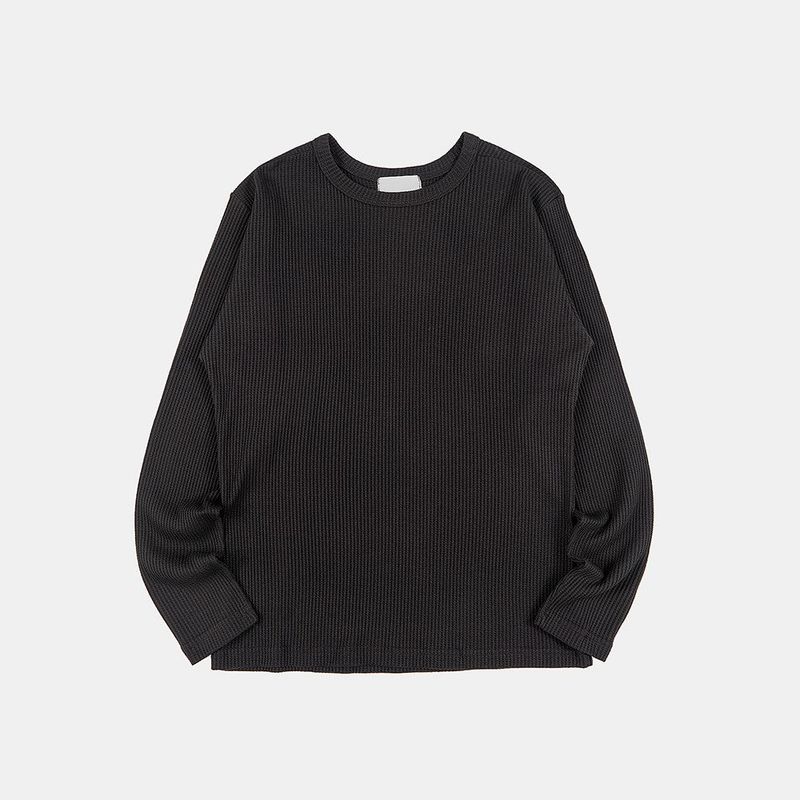 Waffle slab round-neck long sleeve