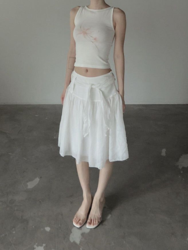 Fiel Knot Flare Midi Skirt