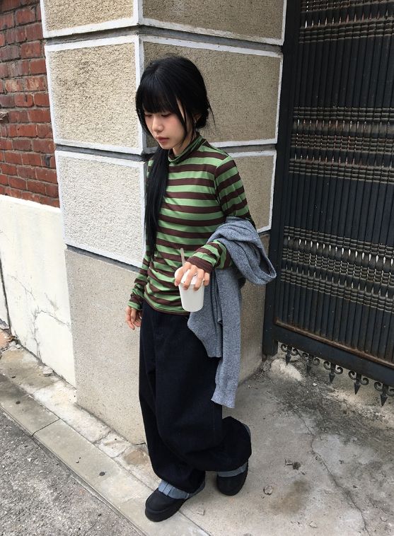 Aneva Stripe Polar Long Sleeve Tee