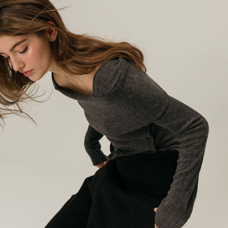 FOLDOVER SHIRRING SWEATPANTS / BLACK