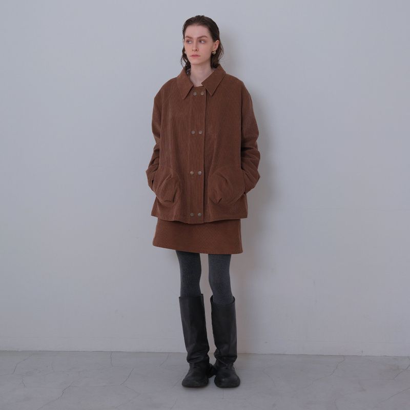 Brown Corduroy Double Button Jacket