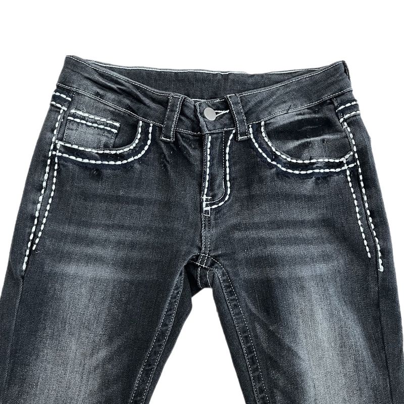 Back Pocket Contrast Stitch Gradient Low-Rise Bootcut Pants