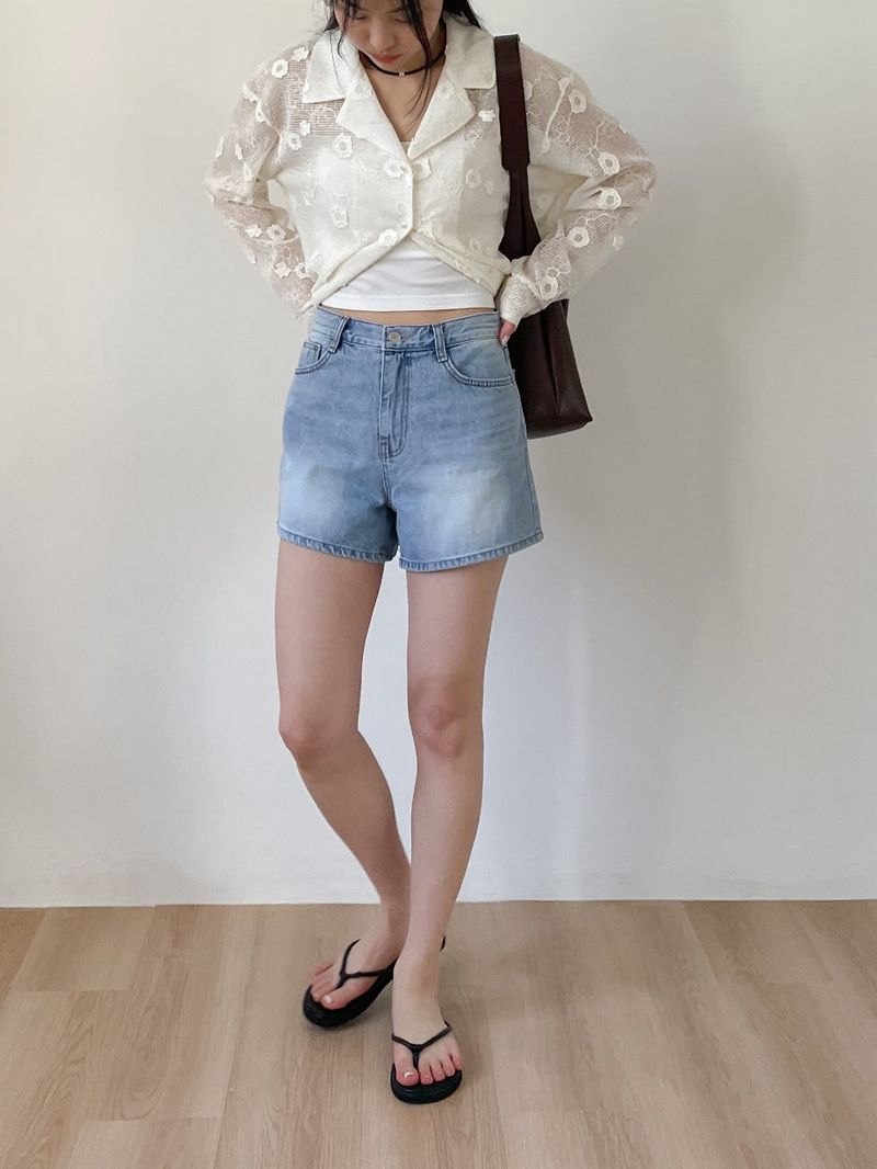 Flower Net Collar Neck Shirt