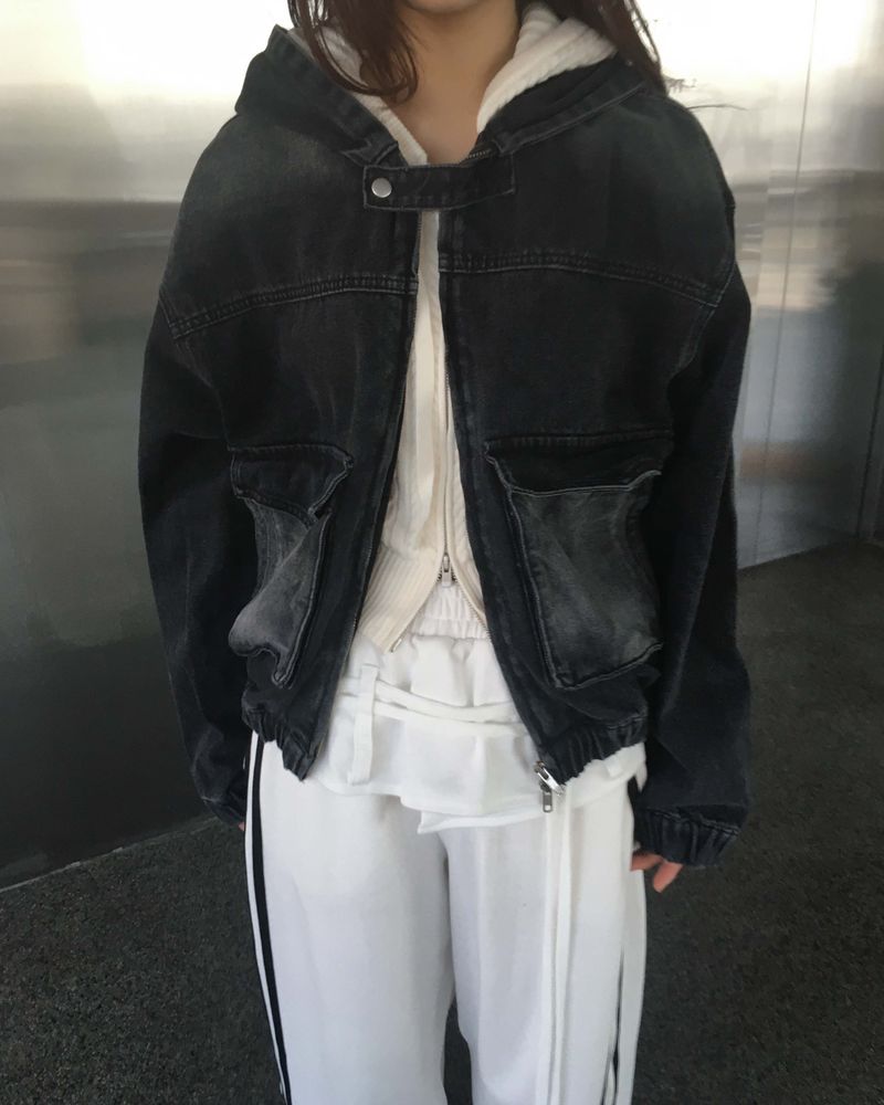 Denim hood jacket