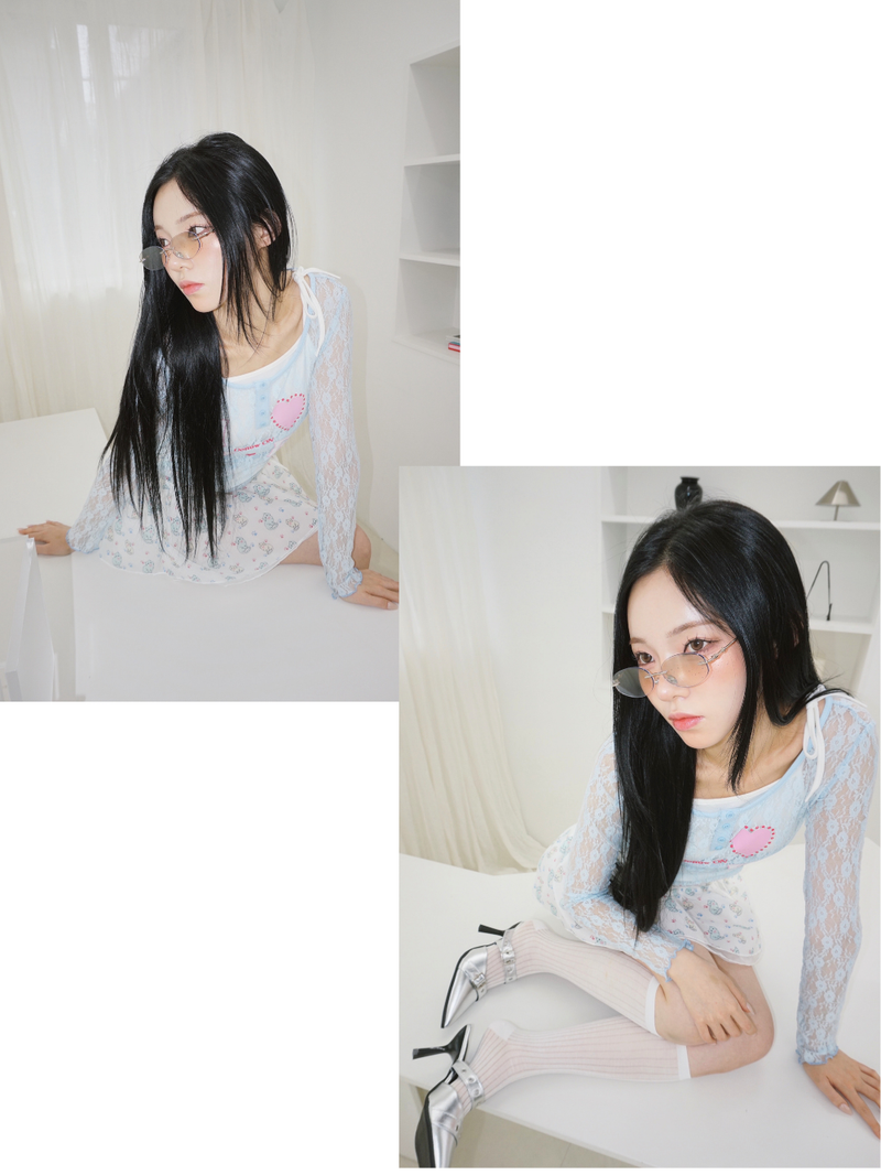 Cat chiffon banding flare mini skirt