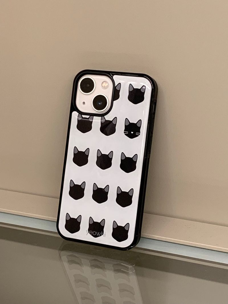 [MADE] yeowhi cat pattern epoxy bumper case_black&grey