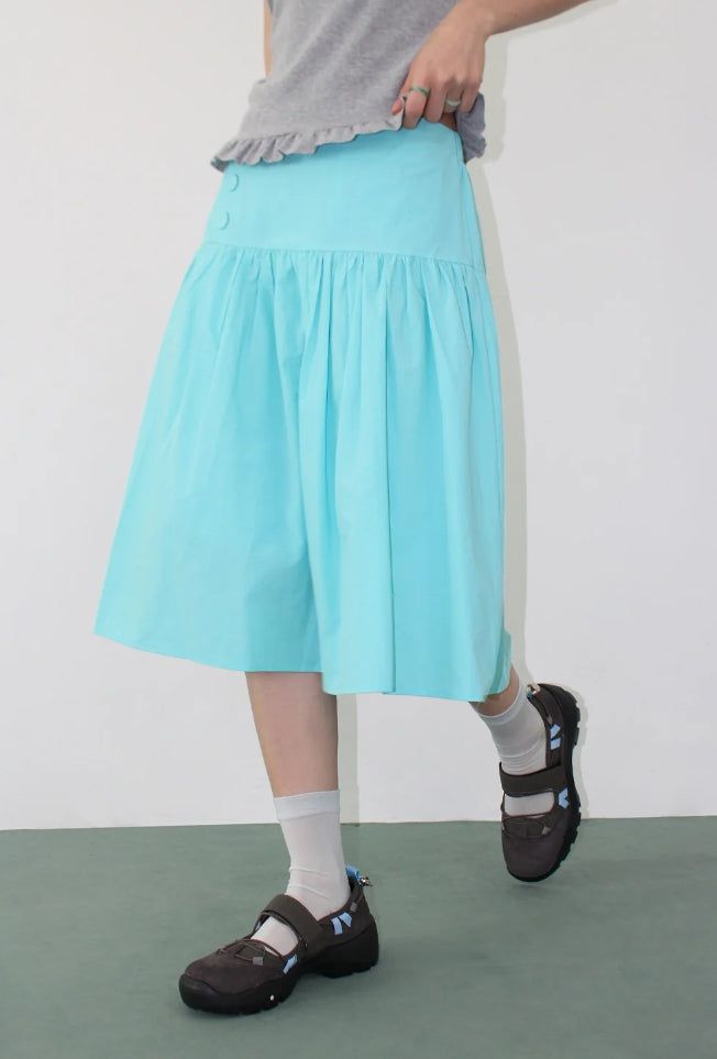 POP BUTTON MIDI SKIRT