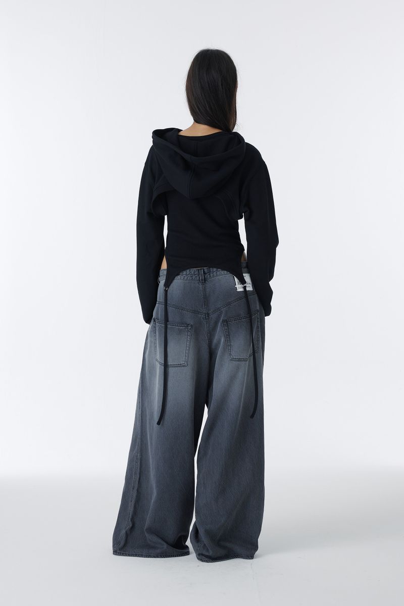 CORSAJE CROP ZIP-UP HOODIE (BLACK)