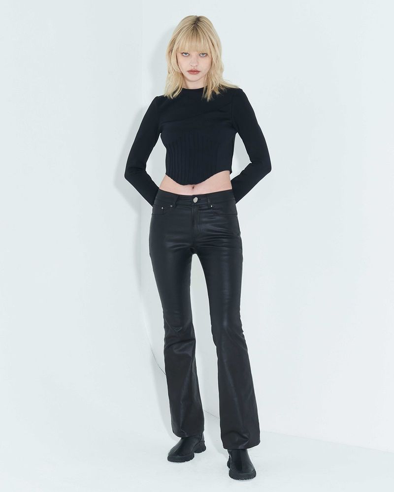 Pintuck Jersey Top _ Black