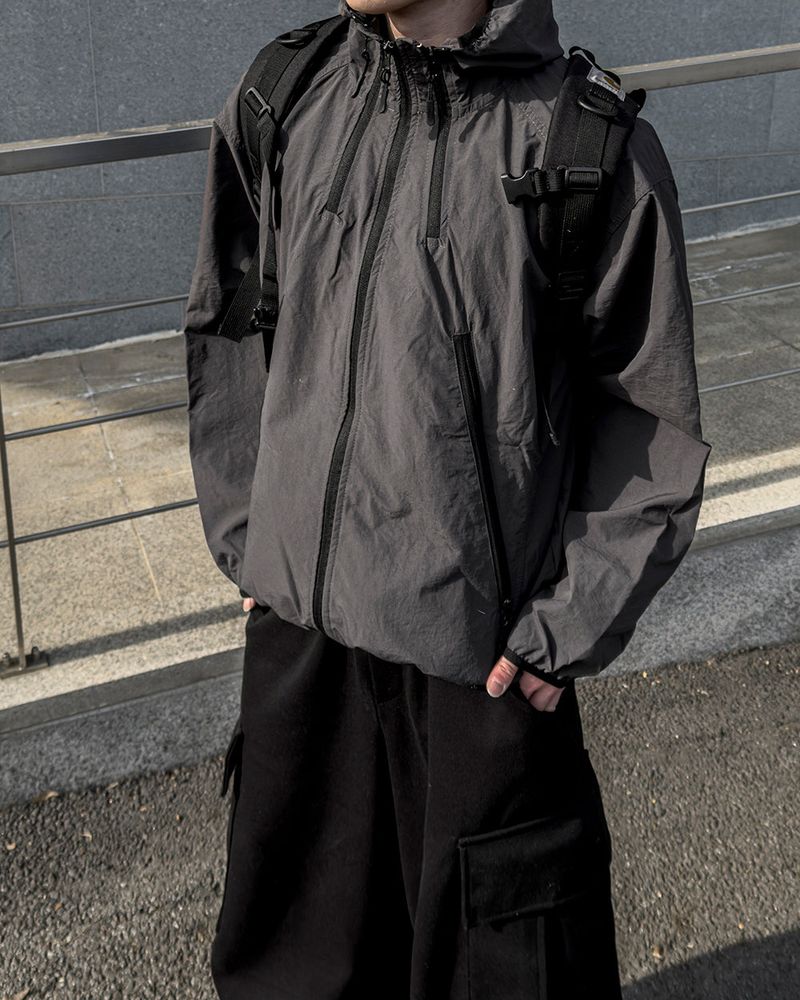 CALVET Zip-Up Hooded Windbreaker