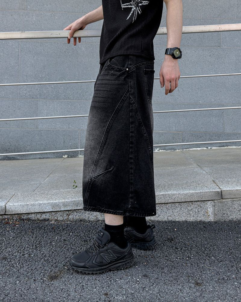 Rond Curved Washed Bermuda Denim