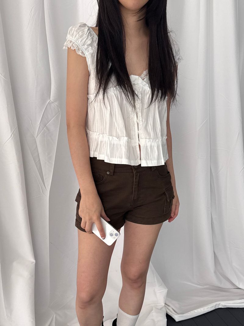 Stephen Lace-Ruffle Blouse