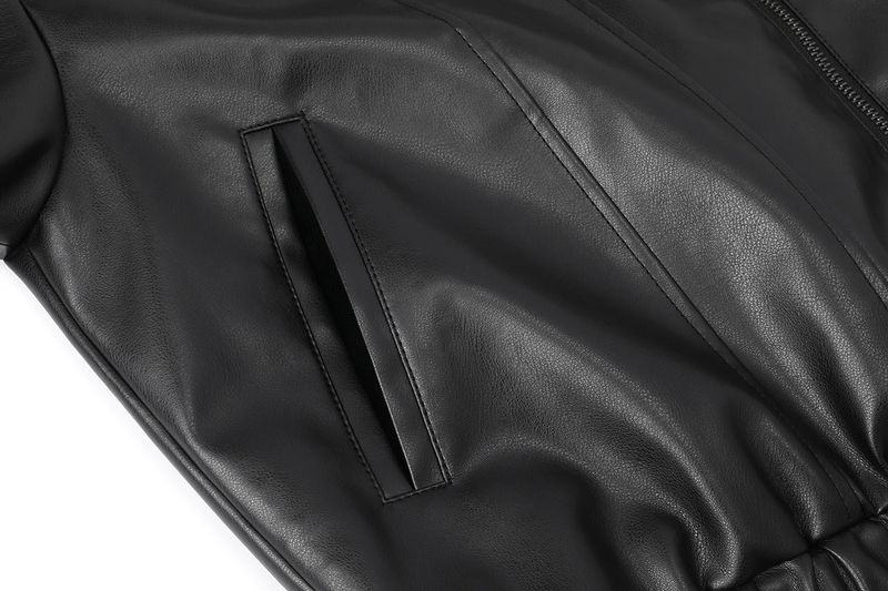 High neck leather jacket