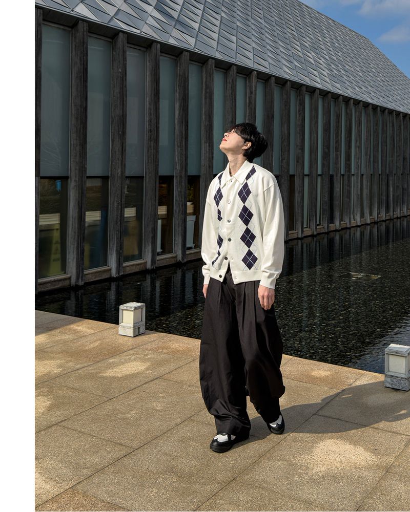 Thebel Argyle Knit Cardigan