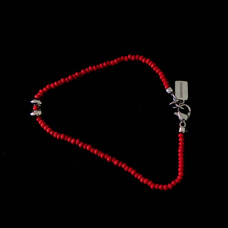 SILVER DONUT BRACELET RED