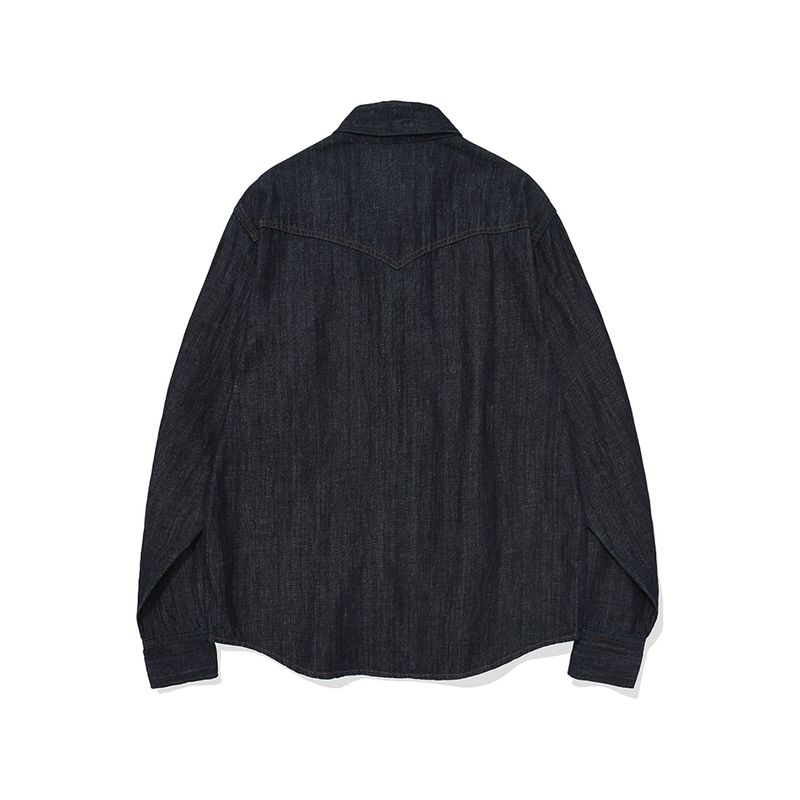 Western linen denim shirts / Dark indigo