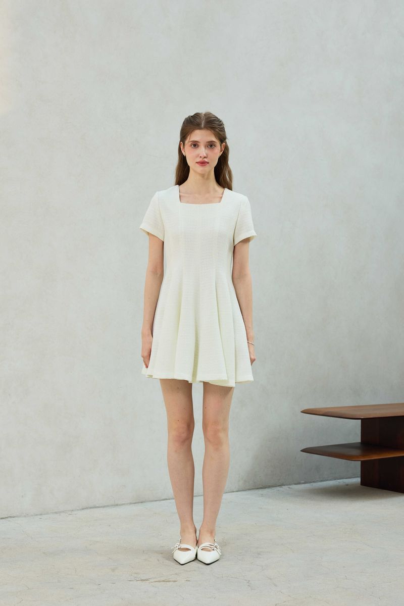 LANI TWEED DRESS / WHITE