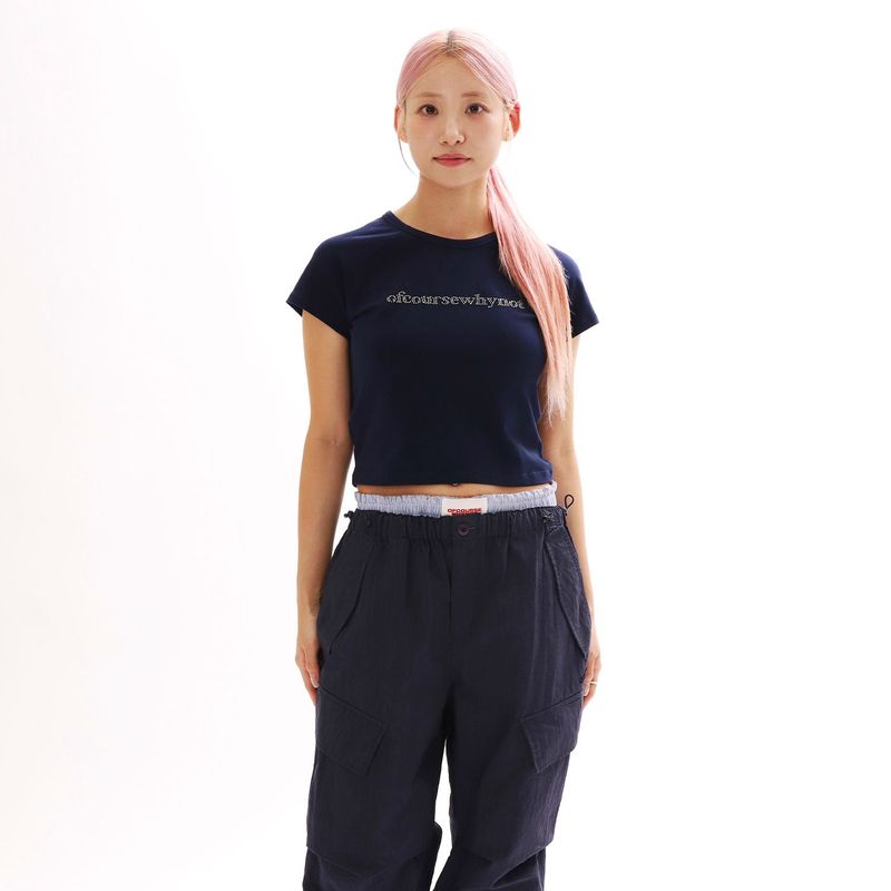 OFCOURSEWHYNOT（オブコースワイノット）の「ザットガールバイブTシャツ_ネイビー（トップス）」