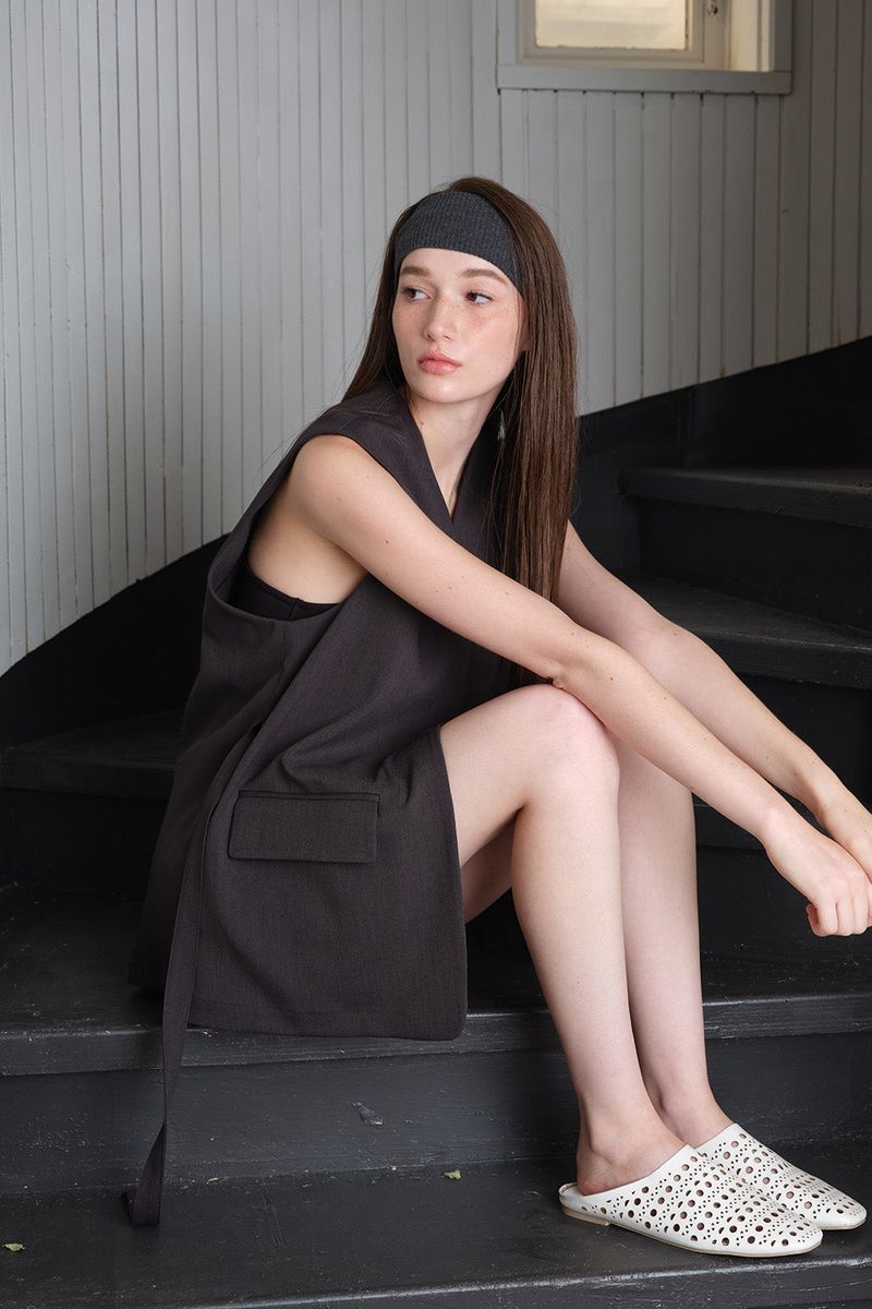 Overfit Sleeveless Jacket_Charcoal