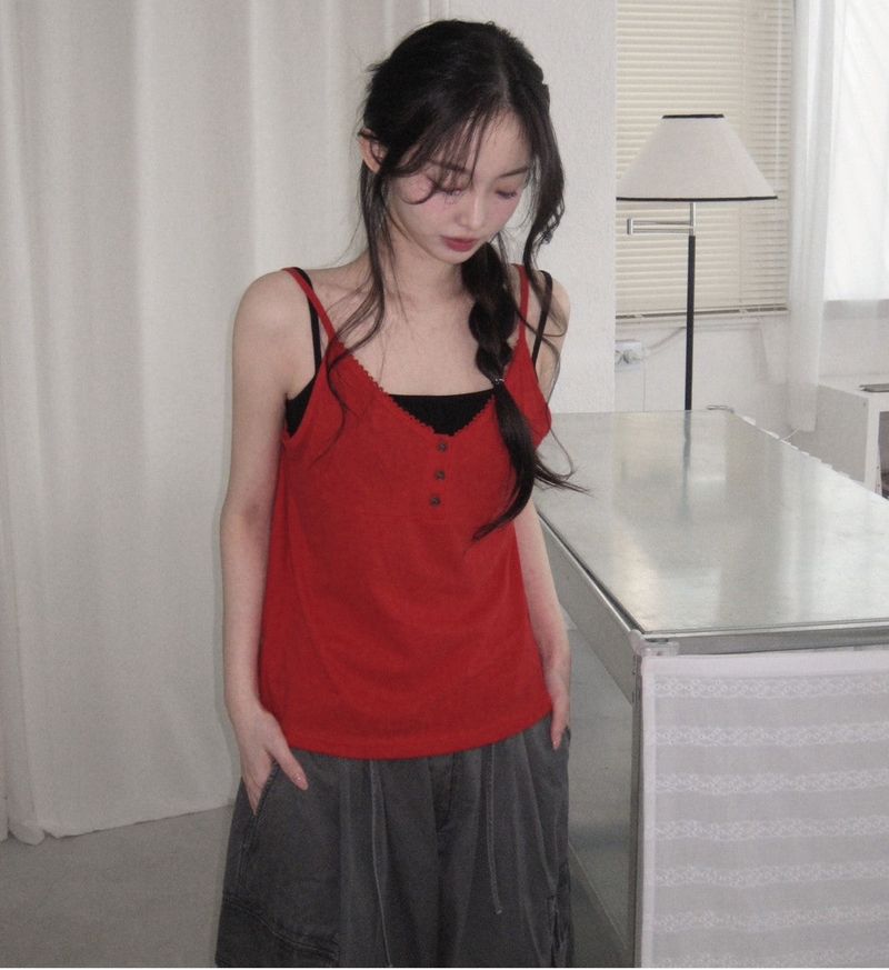 lusia lace button sleeveless