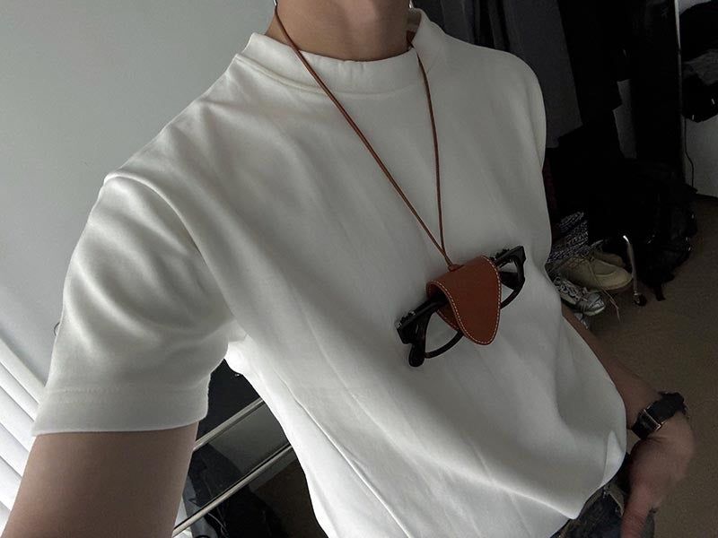 [Real Leather] Stitch Clip Sunglasses Holder