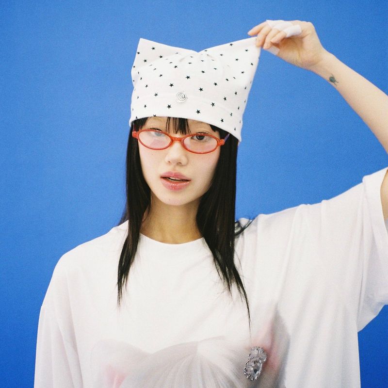 Cat Ear Star Beanie - WHITE
