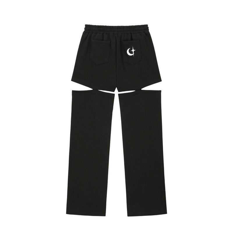 0 8 piercing cut out pants- BLACK