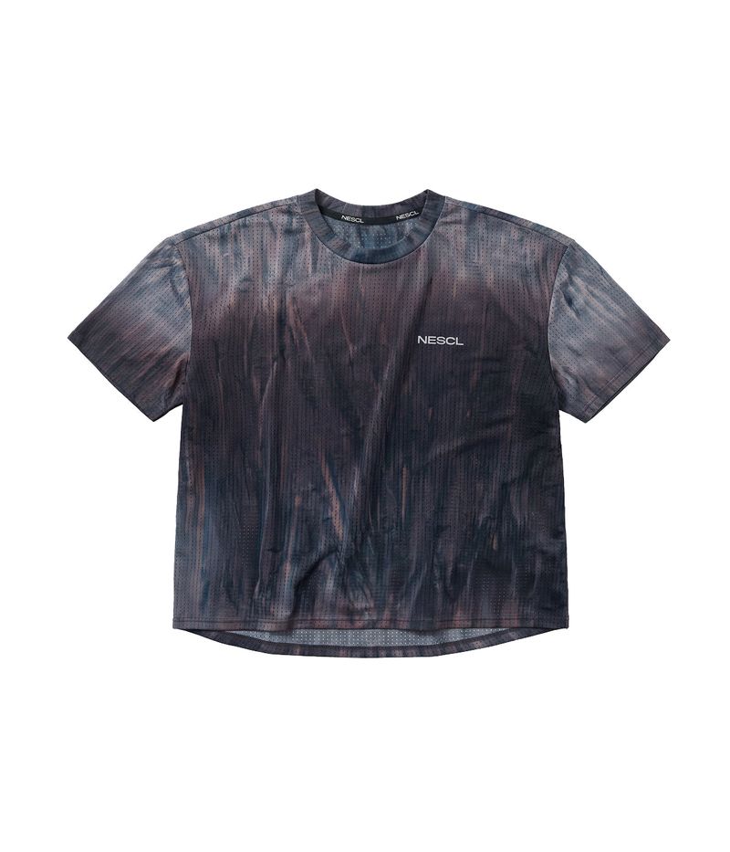negative split club(ネガティブスプリットクラブ)の「(W) Air Vent Tie-Dye Racing Dot Symbol Crop T-Shirt (Aurora)(Tops)」