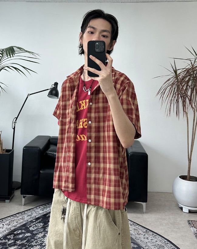 SATIIIZ（サティーズ）の「Decker Crop Check Short Sleeve Shirt（Tops）」