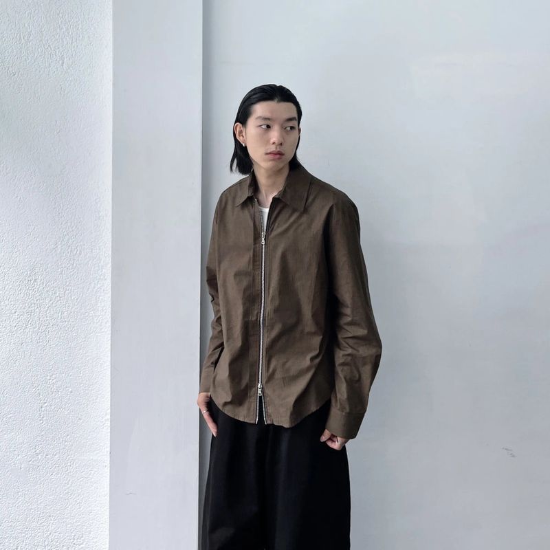 Mist Brown Zip Shirt Jacket