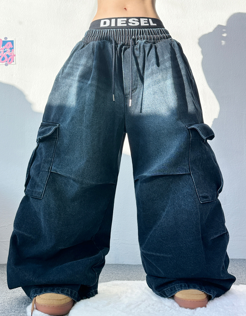 GRADATION PARACHUTE CARGO DENIM💙💚💛🩶🖤 - 4 COLORS