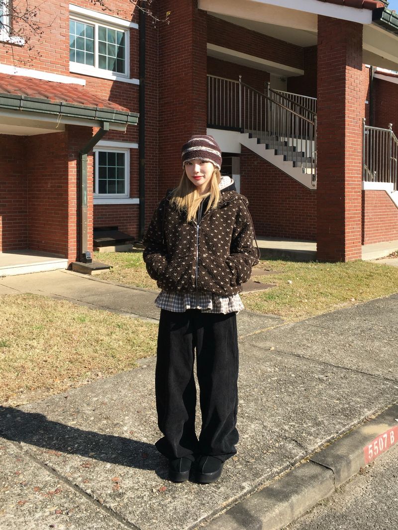 Down Lining Corduroy Wide Pants